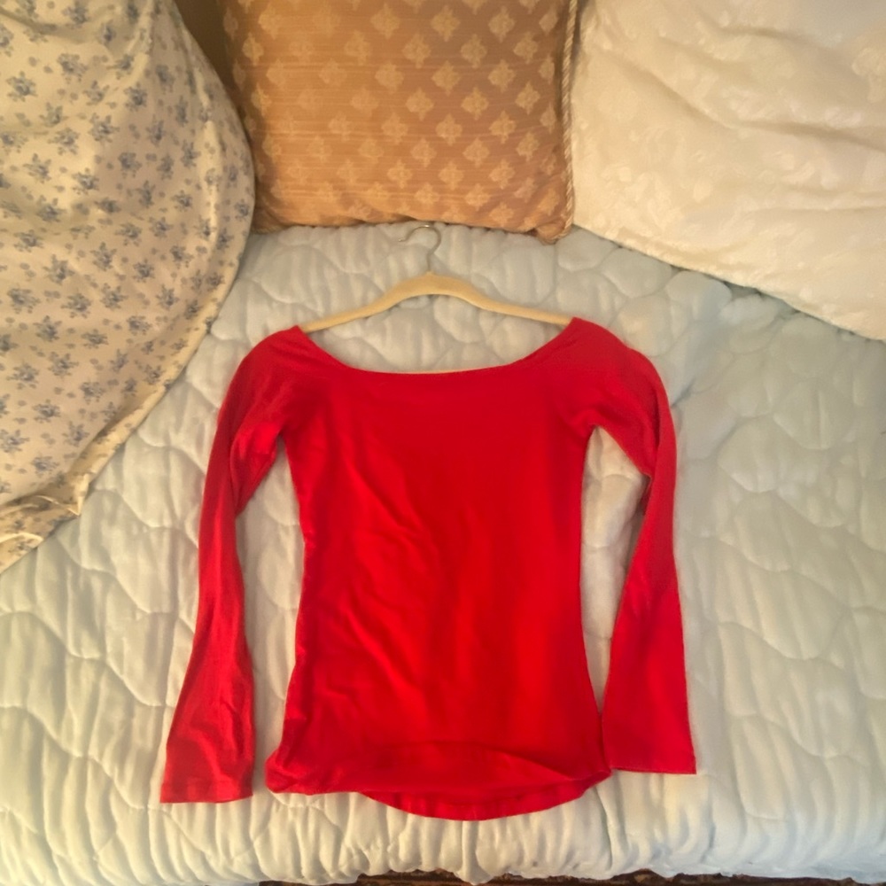 Off the shoulder red top